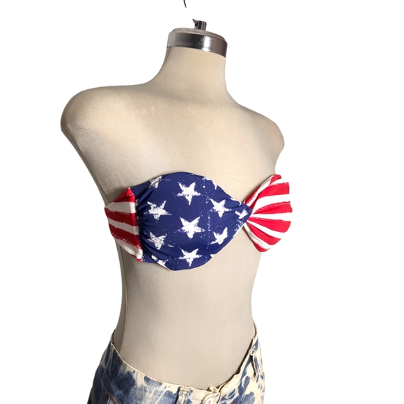 XHILARATION Red White and Blue Strapless Swimming Bra Size M - Picture 13 of 15